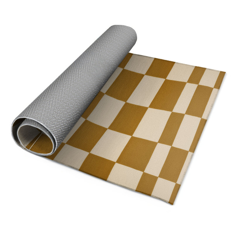 Tapis d'intérieur et d'extérieur à carreaux beige, Rectangle 4pi x 6 pi
