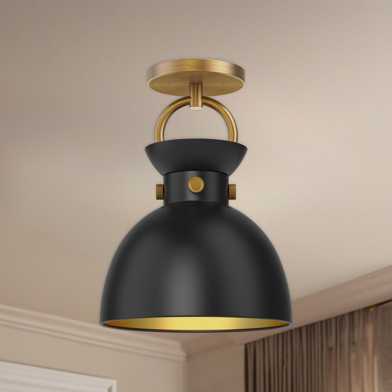 Tinka Semi Flush Mount, Aged Gold/Matte Black
