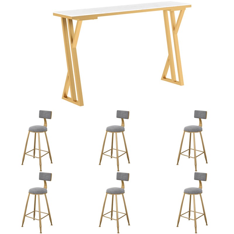 Edenfield, 7 pièces: table, 6 chaises, Blanc, Doré