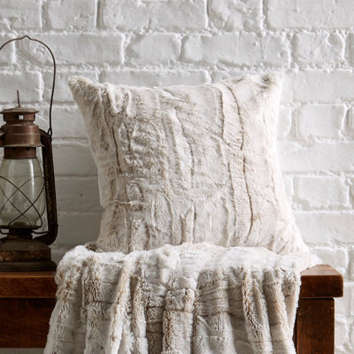Snow Leopard Filled Faux Fur Cushion
