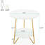 Table de bout ronde en faux marbre, table d'appoint ronde à 2 niveaux