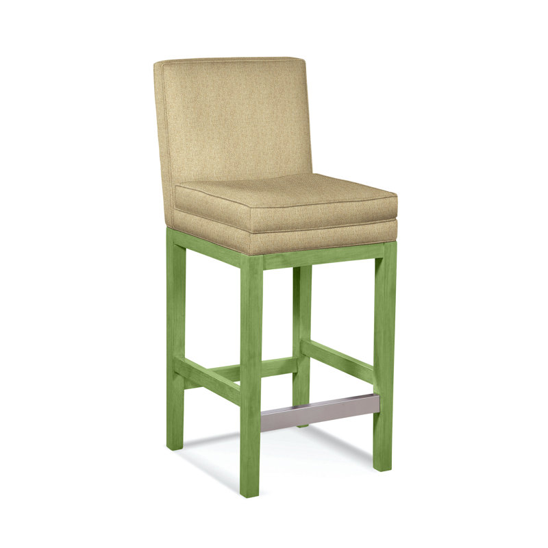 Upholstered Stool, Beige Sugar Performance; 0863-93, Nickel Finish