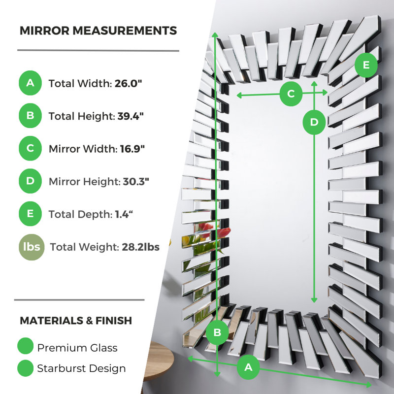 Pomfret Rectangular Wall Mirror, 100cm x 66cm