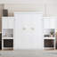 Grand lit escamotable avec bureau, coiffeuse et armoires de rangement - blanc