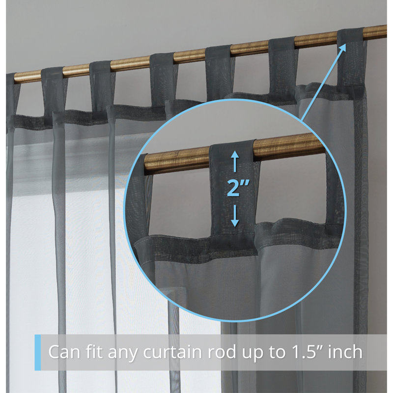 Speers Sheer Curtain Pair, 54" W x 84" L, Charcoal Gray