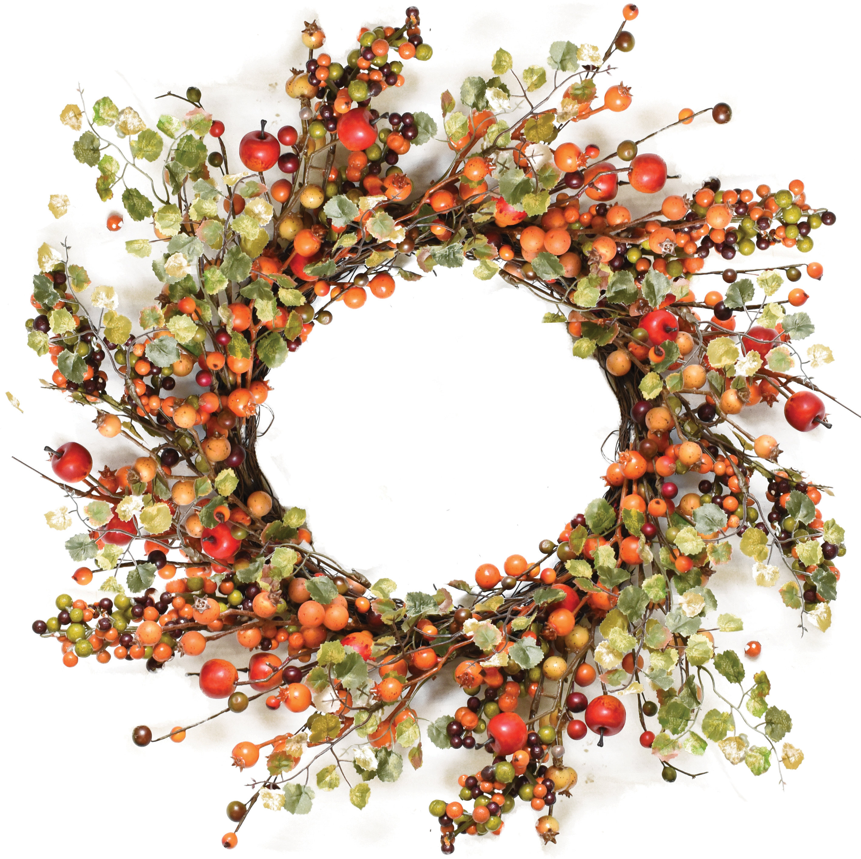 Northlight Seasonal Apples and Berries Artificial Fall Harvest Wreath ...