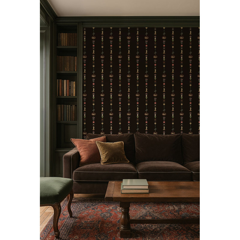 NeoClassical Stripe - Black Lacquer Wallpaper