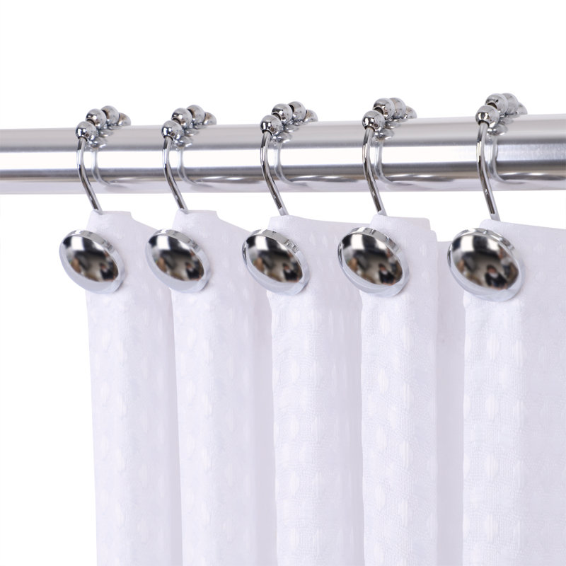 Polished Chrome Single Shower Curtain Hooks Set of 12