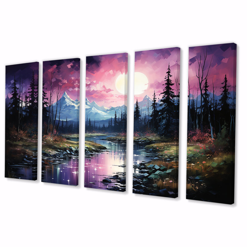 Art mural 5 lumières de Northern Light, H 28 po x l 60 po