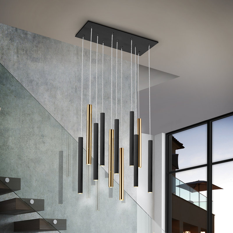 Kuhlmann - Light Gold/Matte Black LED Cluster Pendant, 37.2cm H x 55.2cm W x 72cm D