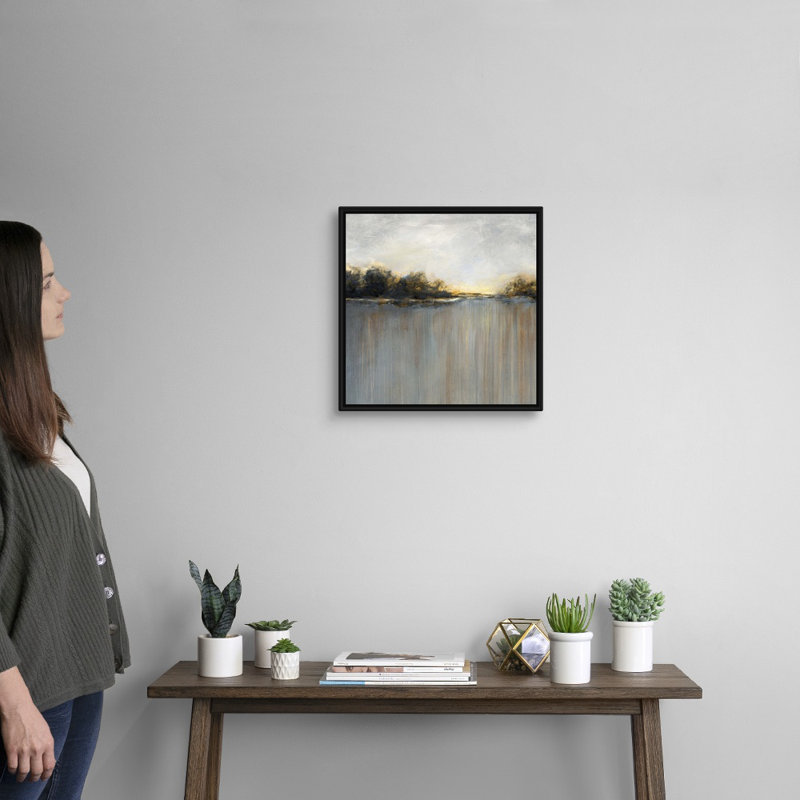 Rainy Sunset I - reproduction d'art sur toile, Cadre flottant noir, H 17,7 po x l 17,7 po x P 1,75 po