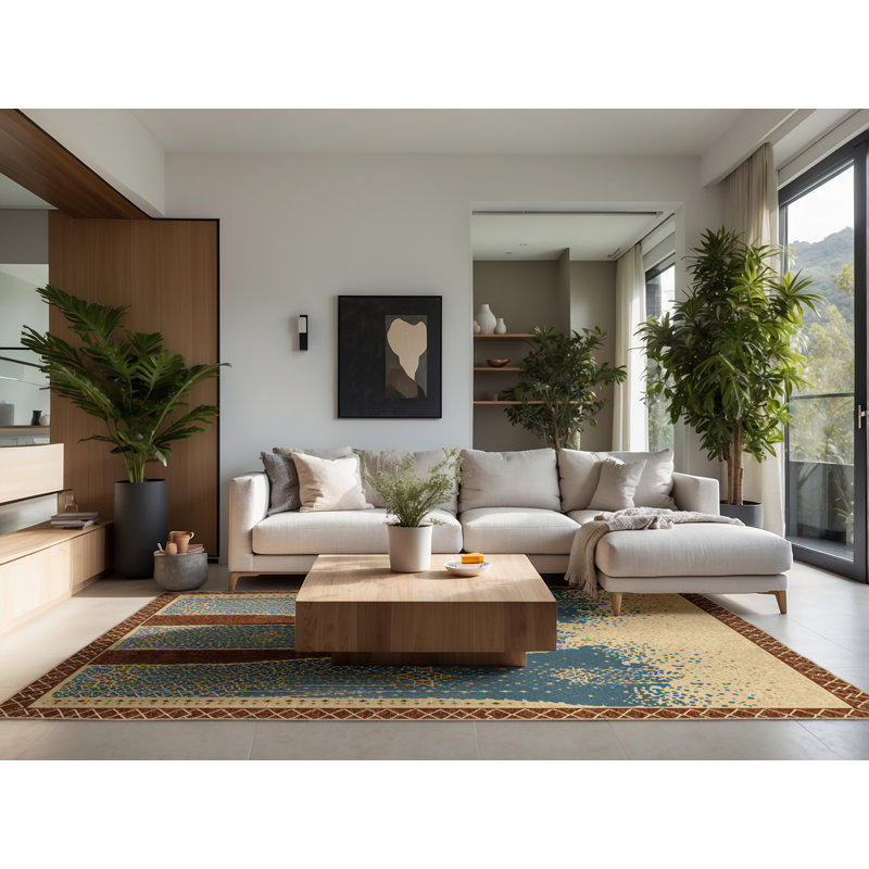 Tapis marocain doux et moelleux d'inspiration mondiale Tonnele, Carré 3 pi