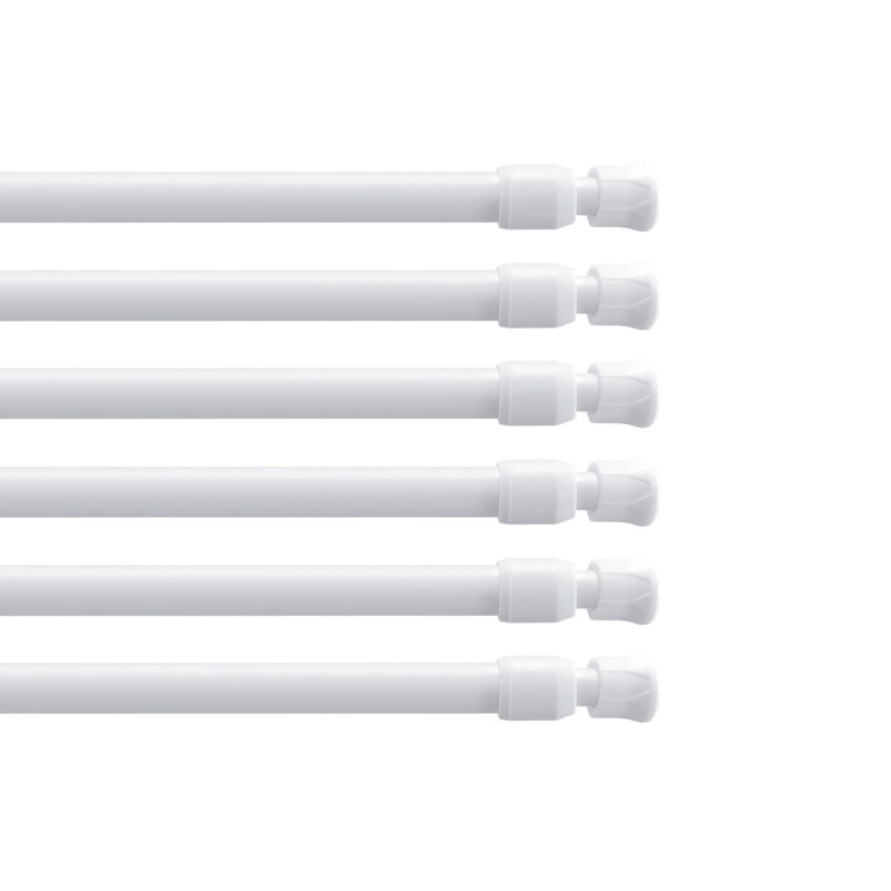 Adjustable Spring Tension Rod,1/2" Diameter,Steel Tube,6-Pack，White,20-35", White, 20-35"