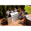 Îlot de cuisine d'extérieur au gaz 85000 avec évier en acier inoxydable, rangement et réfrigérateur compact 85 pouces Silver Design, 304, Silver