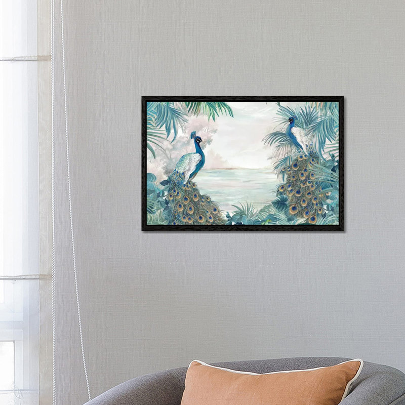 Indian Peafowls - Print on Canvas, Black Framed, 66.04 cm H x 45.72 cm W
