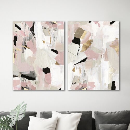 Bless international Black Rose Gold On Canvas 2 Pieces Painting | Wayfair