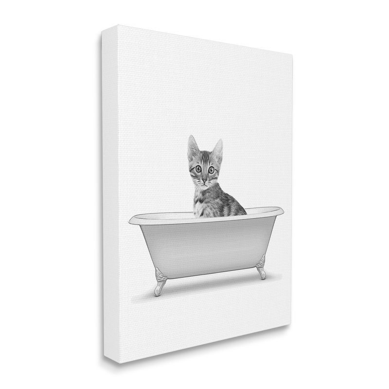 «Chaton dans la baignoire», impression sur toile, H 30 po x l 24 po x P 1,5 po