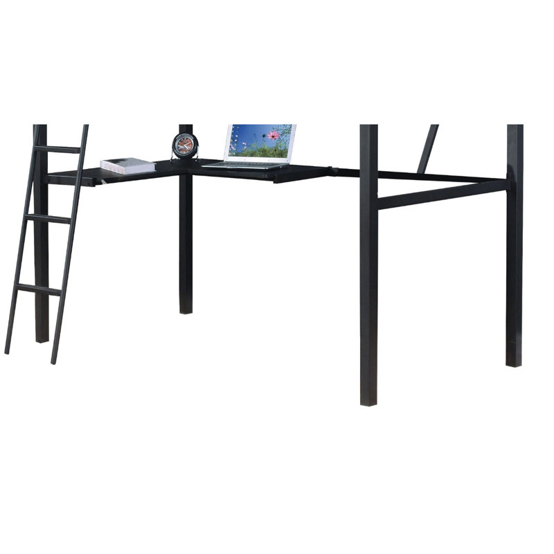 Lit mezzanine simple avec bureau en argent et noir - option personnalisable et qualité de fabrication de maquillage fonctionnelle