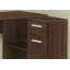 Bureau d'ordinateur d'angle en L avec rangement, idéal pour le bureau à domicile et les espaces de travail modernes, conception peu encombrante, finition noyer