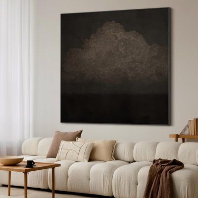 Très grand art mural imprimé sur toile - Nuage minimaliste foncé, subtile atmosphère de nuage, œuvre d'art, décoration pour le salon ou la chambre à coucher - «Assemblage requis (cadre non fini)»