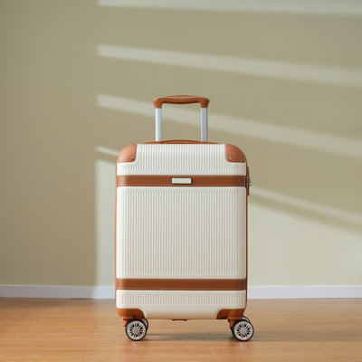 Ensemble de 3 valises Hardshell, valise de cabine 20 pouces avec roulettes, verrou TSA, ABS léger et durable pour le voyage, crème