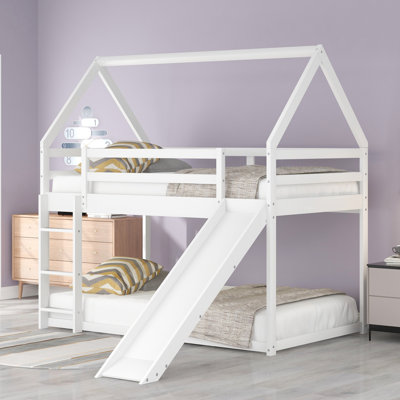 Lit simple superposé avec glissoire et échelle, parfait pour jouer et dormir, gris