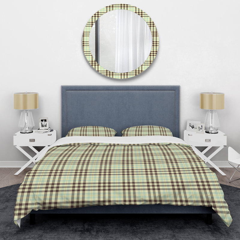 Ensemble de housse de couette en microfibre brun / vert 3 pièces