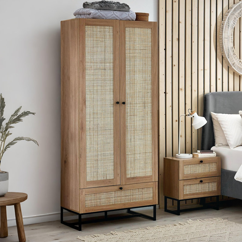 Reese 2 Door 1 Drawer Wardrobe, Oak