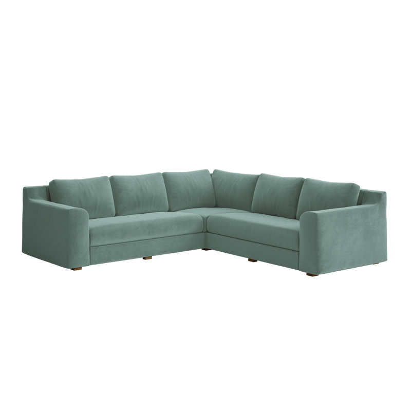 Elevate 99" Corner Sectional, Seafoam Recycled Velvet