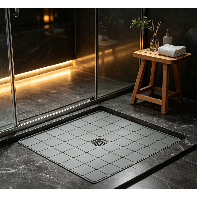 Tapis de douche antidérapant en silicone sans ventouses, tapis de bain texturé pour baignoires rénovées et texturées, lavable à la machine