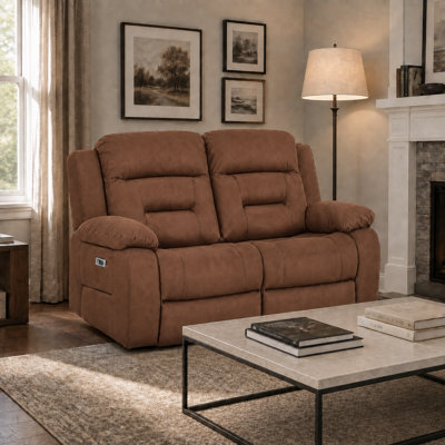 Kimblyn 2-Seat Fabric Power Reclining Loveseat Sofa with USB and USB-C Ports