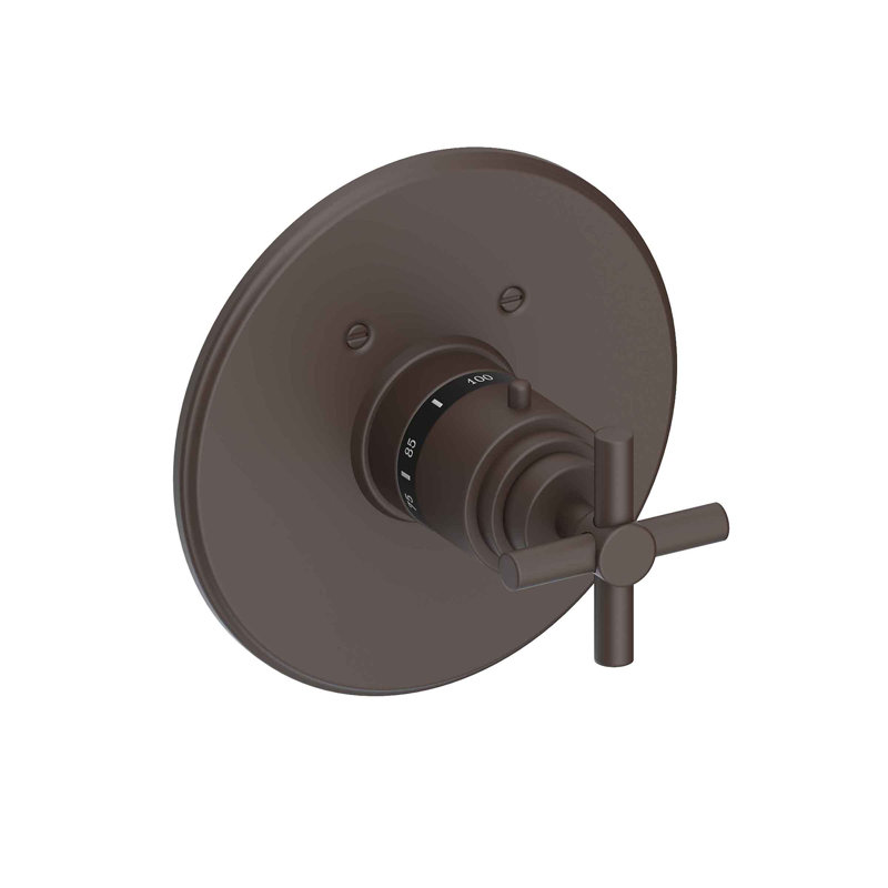 East Linear 3/4" Round Thermostatic Trim Plate With Handle, Oil Rubbed Bronze