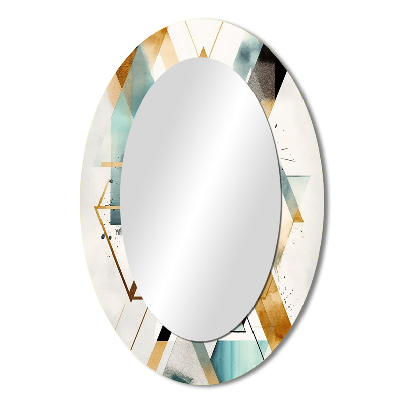 Miroir mural moderne vert ovale Boho IV, 36 po x 24 po