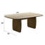 Table de salle à manger rectangulaire, marbre naturel et chêne rétro
