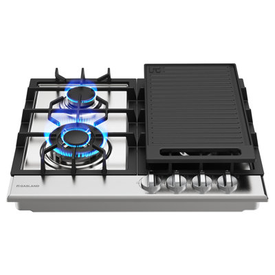 24 in. 4 Burners Gas Cooktop in Stainless Steel with Griddle, NG/LPG Convertible, ETL Certified