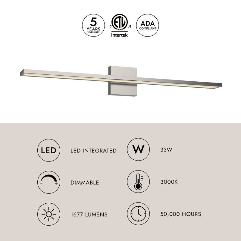 Brio 1 - Light LED Bath Bar, Chrome