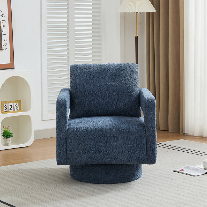 29.13" W Square Swivel Accent Chair, Modern Rotating Arm Chair With Open Back,360 Degree Rotation, Lounge Club Chair With Removable Back Cushion For Living Room, Hotel, Bed Room