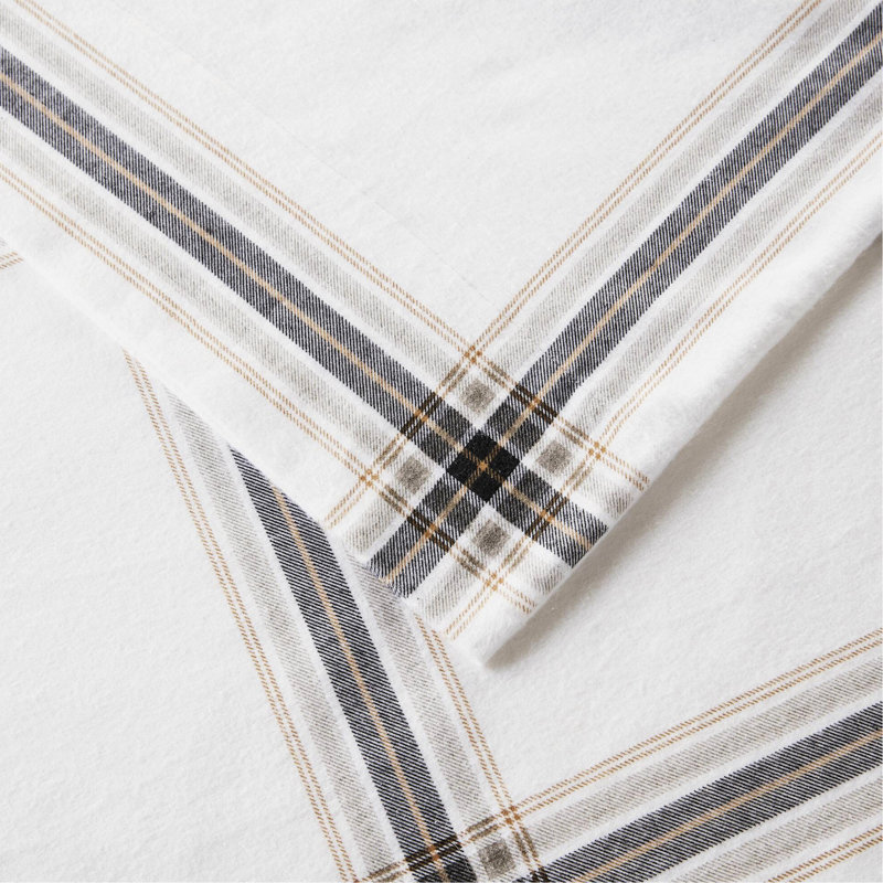 4 pièces pour grand lit en flanelle 100% coton brossé brun clair pour velours doux pour lit double / double 12 "grand / très grand / très grand 14"