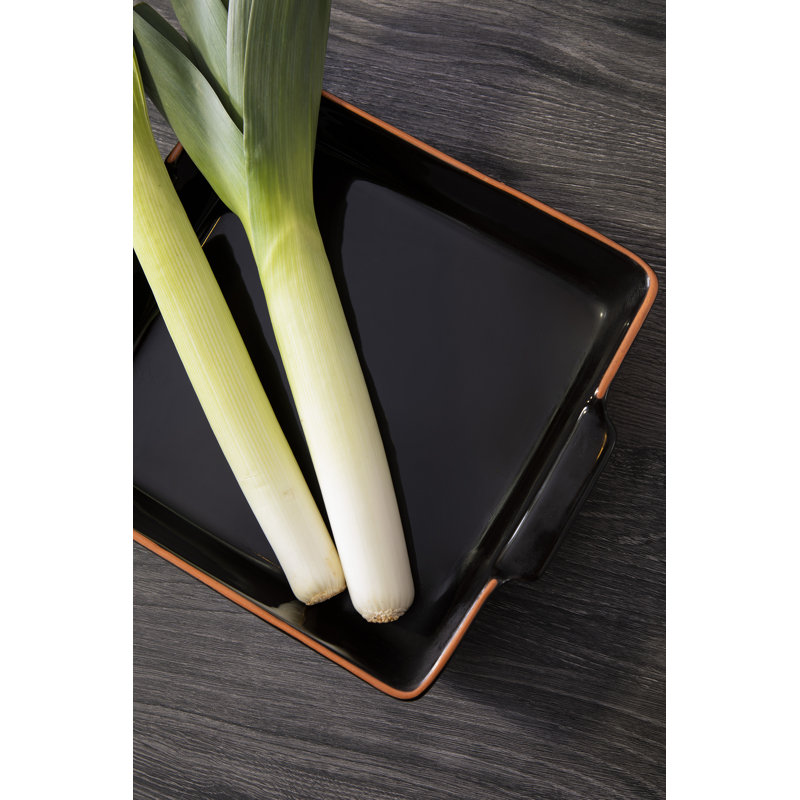 Symple Stuff Calisto Square Stoneware Baker Bakeware, Black, 7cm H x 28cm W x 25cm D