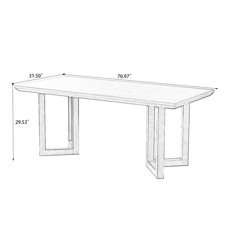 Brown Rectangular Solid Wood Dining Table, 29.53"H x 70.87"L x 31.5"W