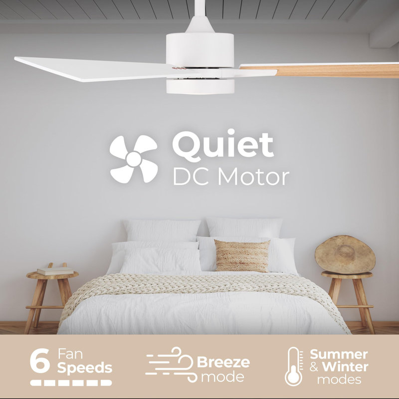 Ventilateur de plafond Bali Smart à 5 pales de 132 cm (52 ​​po) avec éclairage DEL à température de couleur réglable de 2700 K à 6000 K, télécommande et accessoires inclus, pales réversibles en bois vieilli ou compatible avec une application iOS ou Android.