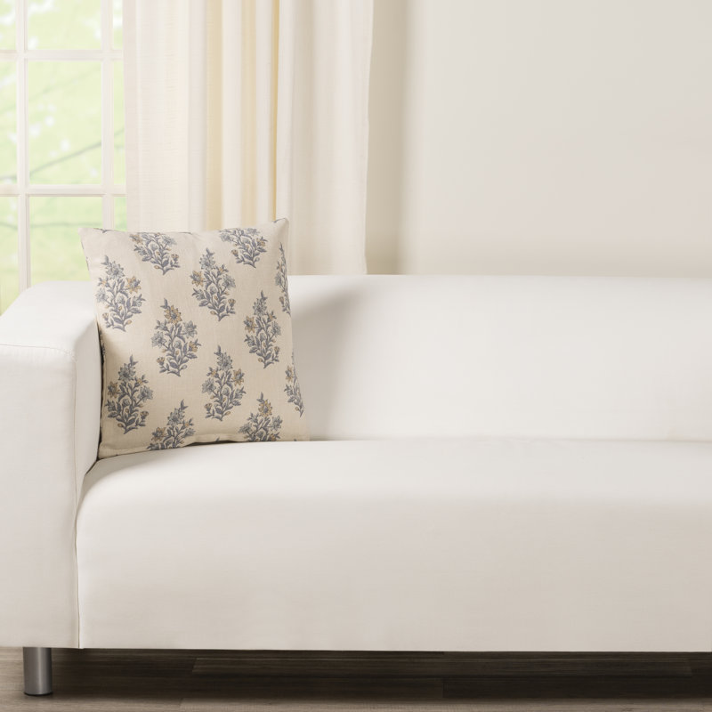 Weatherford Floral Polyester Throw Pillow, Ink Floral, Square 18", Polyester