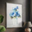 «Gingham Blue Flowers II», reproduction encadrée - bois massif-520558481