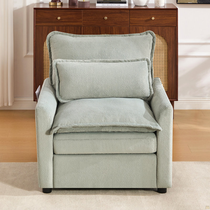 Fauteuil d'appoint rembourré moelleux avec siège double 31,9 po Modern, Vert