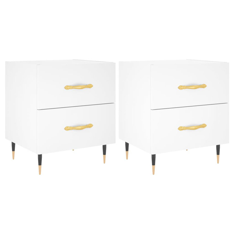 Rydal 40 cm W Iron Bedside Table, White, Set of 2