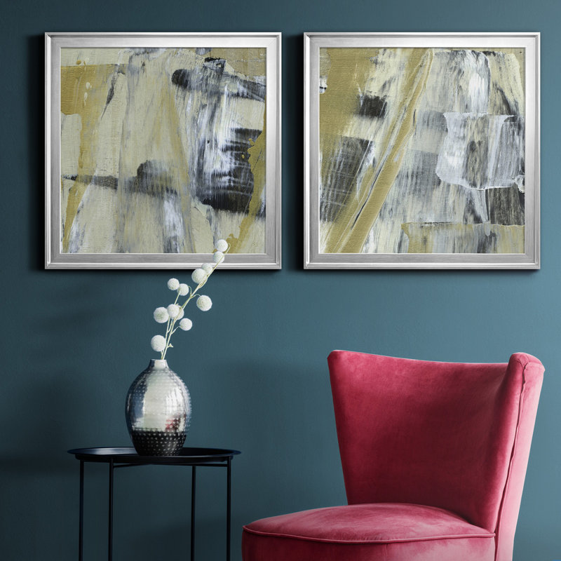 Alder Creek I - ensemble de 2 peintures sur toile encadrées, H 22,5 po x l 45 po x P 1,5 po, Argent