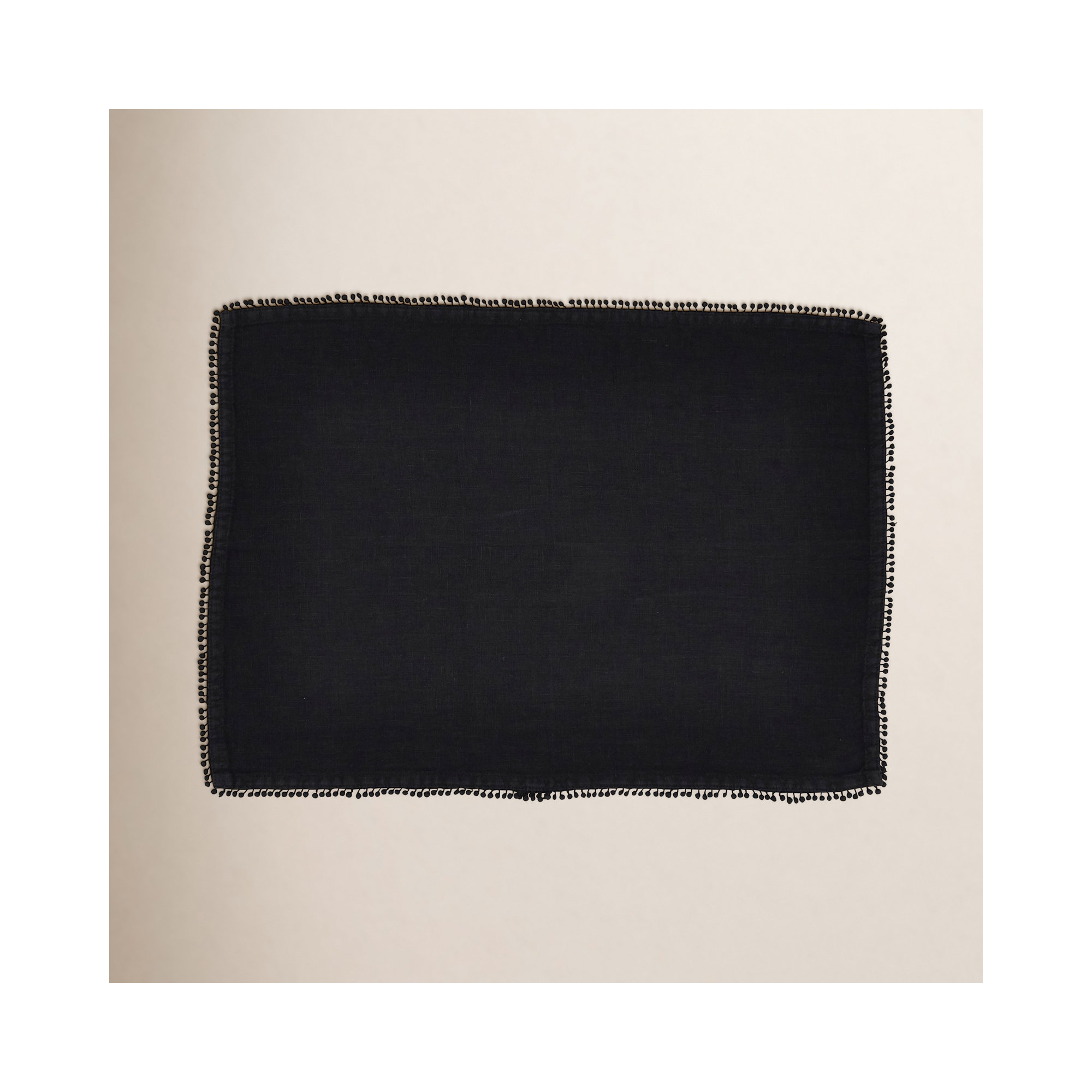Brigid PomPom 20" Placemat, Black