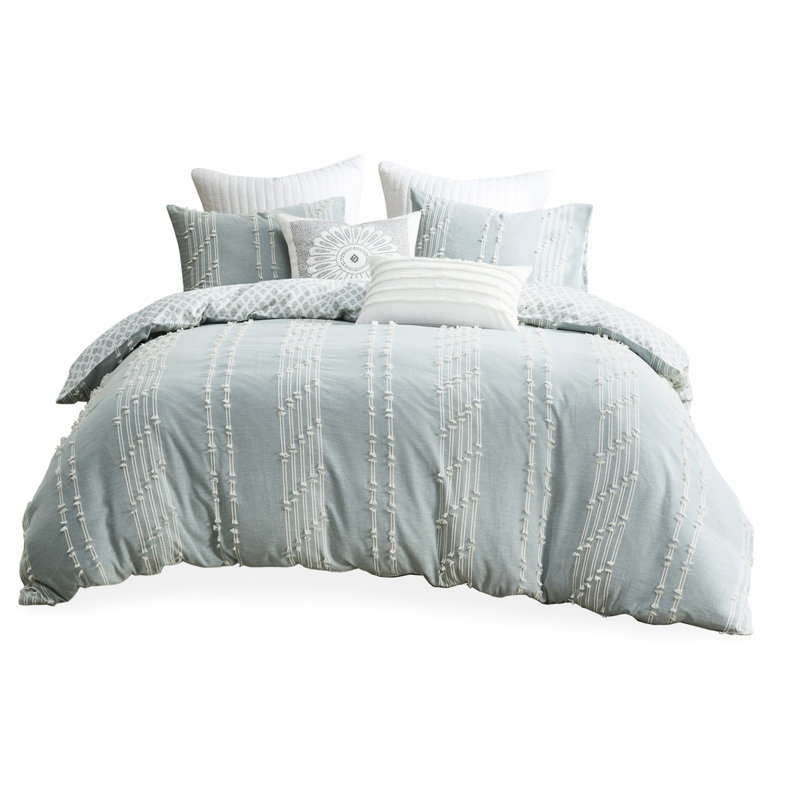 Élégante housse de couette en coton très grand / très grand, fermeture à boutons, ensemble de literie 3 pièces facile à nettoyer avec motif imprimé, attaches intérieures, lavable