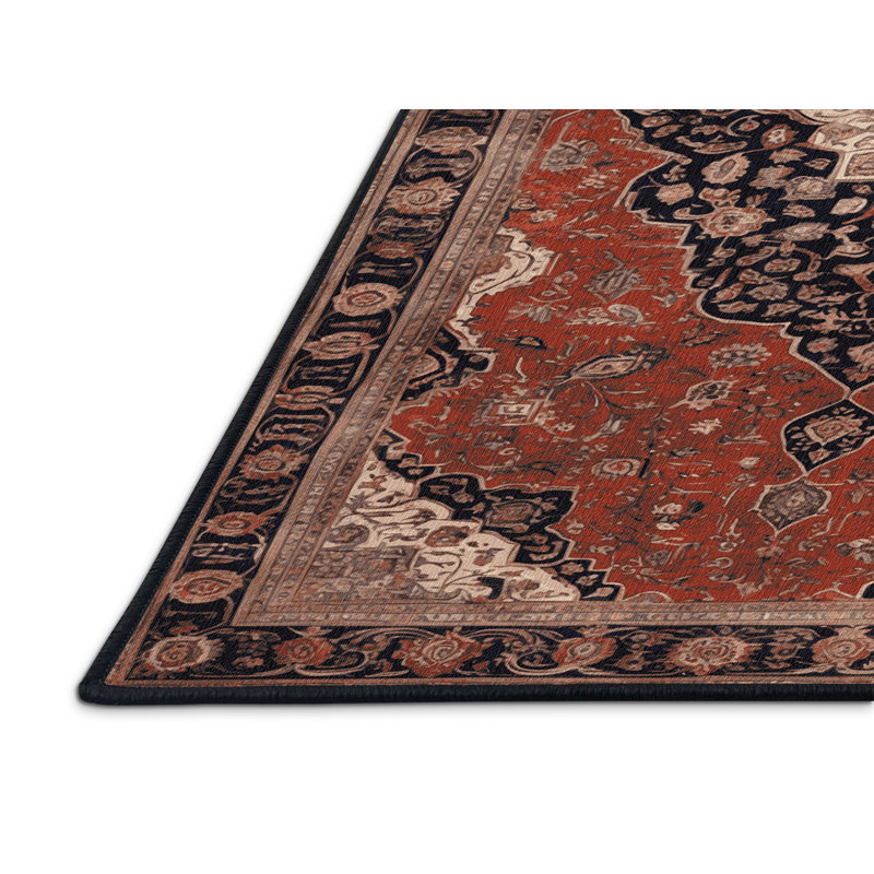 Machine Washable Persian Brown Area Rug, Rectangle 4' x 6'