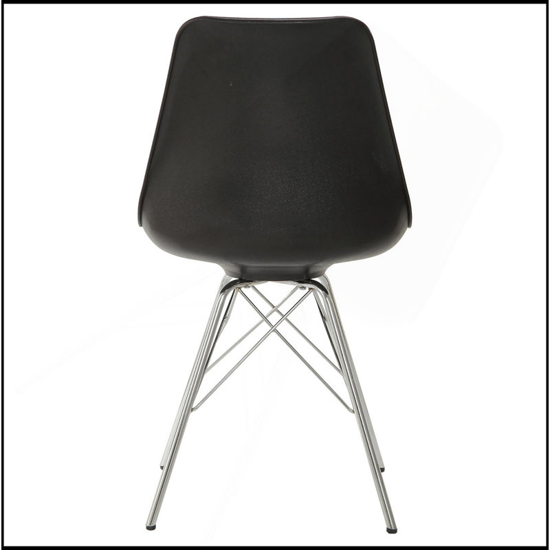 Ensemble de chaises noires et chromées rembourrées (ensemble de 2)
